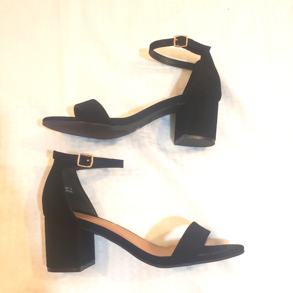 Bamboo Black Block Heels